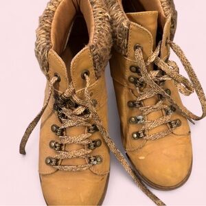 Lace up hiking boots